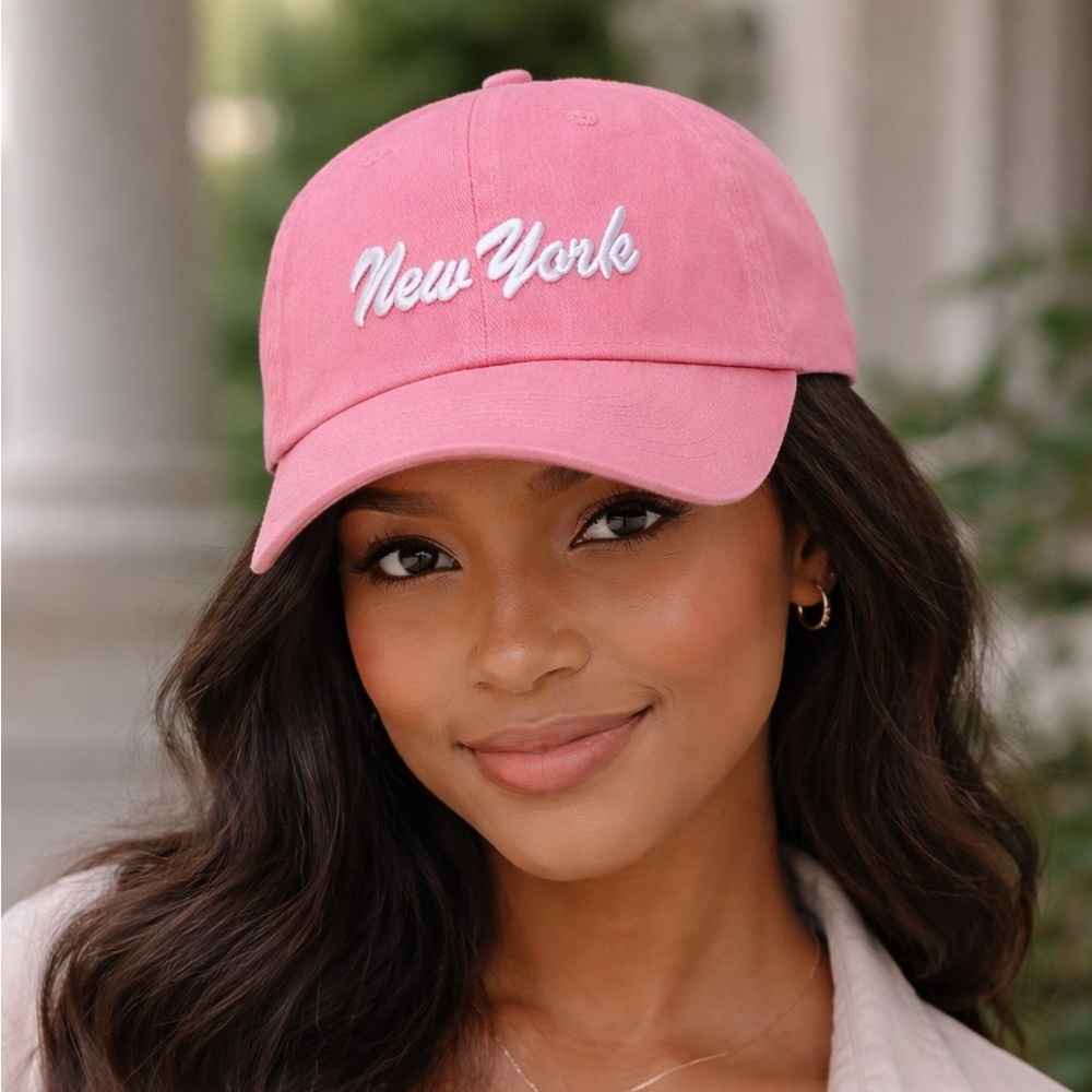 NY Embroidered Blush Baseball Cap
